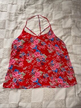 No Boundaries Red Floral Strappy Cami
